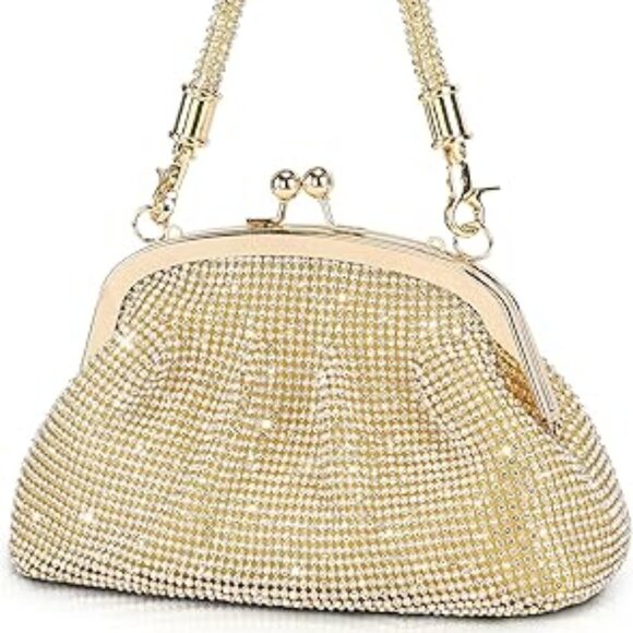 Neiman Marcus Vintage Beaded Rhinestone Gold Clutch - Picture 4 of 4